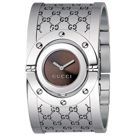 gucci stainless steel bangle watch.